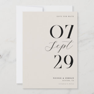 Moderne Eenvoudige Chic Zwart en Ivoorkleurig Huwe Save The Date