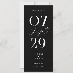Moderne Eenvoudige Chic Zwart-Wit Huwelijk Save The Date