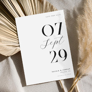 Moderne Eenvoudige Chic Zwart-Wit Huwelijk Save The Date