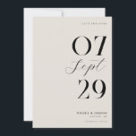 Moderne Eenvoudige Chic Zwarte en Ivoor Kleur Trou Save The Date<br><div class="desc">Moderne trouwkaartjes met een elegante chic ontwerp en minimalistische stijl in zwart en ivoor kleur.</div>