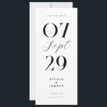 Moderne Eenvoudige Chic Zwarte en Witte Bruiloft Save The Date<br><div class="desc">Moderne trouwkaartjes met een elegante chic ontwerp en minimalistische stijl in zwart en wit.</div>