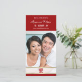 Moderne Eenvoudige Chinese Rode 'Ai' Liefde Minima Save The Date (Staand voorkant)
