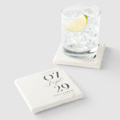 Moderne eenvoudige chique bruiloft Bewaar de datum Stenen Onderzetter (Zijkant)