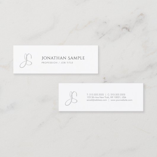 Moderne eenvoudige chique trendy monogram Sjabloon Mini Visitekaartje (Voorkant / Achterkant)