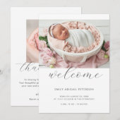 Moderne Eenvoudige Chique Welkom Baby Meisje Jonge Aankondiging (Voorkant / Achterkant)