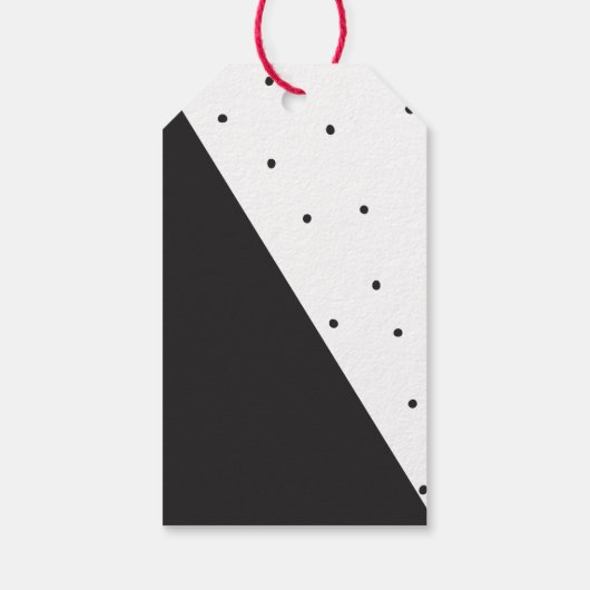 Moderne eenvoudige chique zwart-wit polka dot cadeaulabel (Achterkant)