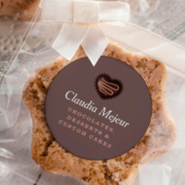 Moderne Eenvoudige Chocolade Bakker Bruin Ronde Sticker