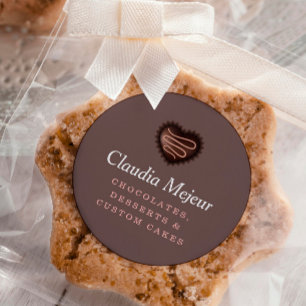Moderne Eenvoudige Chocolade Bakker Bruin Ronde Sticker