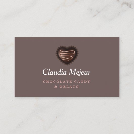 Moderne Eenvoudige Chocolade Bakker Bruin Visitekaartje (Voorkant)