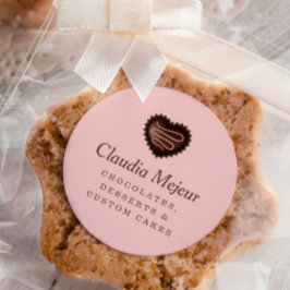 Moderne Eenvoudige Chocolade Bakker Roze Ronde Sticker