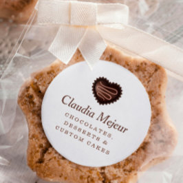 Moderne Eenvoudige Chocolade Bakker Wit Ronde Sticker