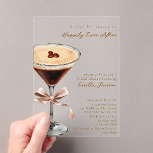 Moderne Eenvoudige Cocktail Thematische Mocha Brui Acryl Uitnodigingen