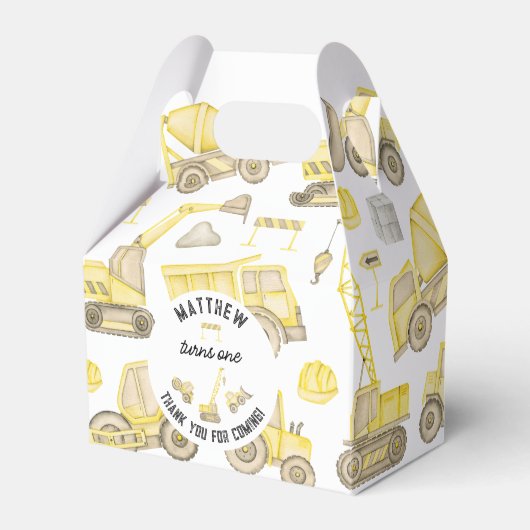 Moderne eenvoudige constructie 1e verjaardag dank  bedankdoosjes (Voorkant Zijde)