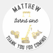 Moderne eenvoudige constructie 1e verjaardag dank ronde sticker (Voorkant)