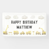 Moderne eenvoudige constructie Eerste Verjaardag W Spandoek (Horizontaal)