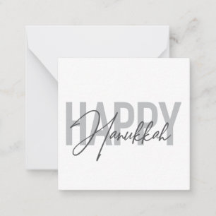 Moderne, eenvoudige, coole typografie Happy Hanukk Notitiekaartje