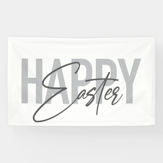Moderne, eenvoudige, coole typografie Happy Pasen Spandoek (Horizontaal)