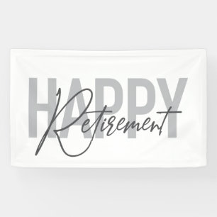 Moderne, eenvoudige, coole typografie Happy Retire Spandoek