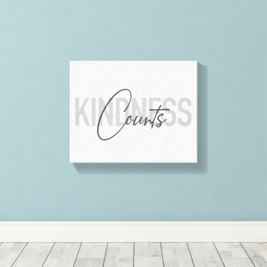 Moderne, eenvoudige, coole typografie van Kindness Canvas Afdruk (Insitu (Houten vloer))