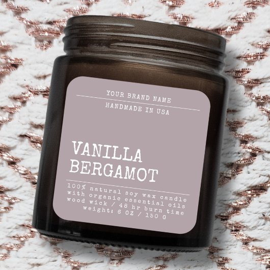 Moderne eenvoudige cosmetische kaarslabel met uw m vierkante sticker