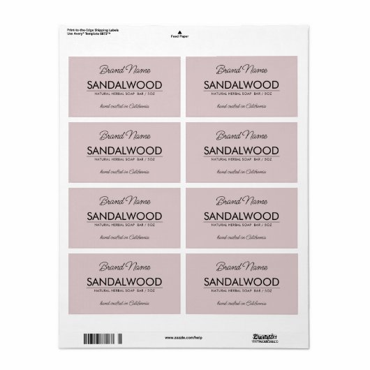 Moderne, eenvoudige cosmetische zeep-etikettering etiket (Full Sheet)