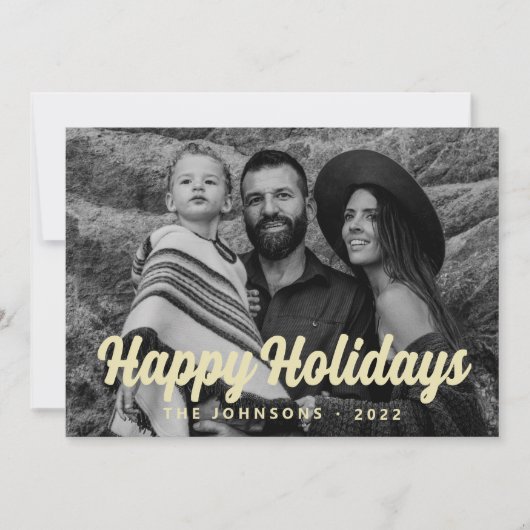 Moderne Eenvoudige Cursieve Script Groet Familie F Feestdagenkaart (Voorkant)