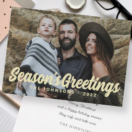 Moderne Eenvoudige Cursieve Script Groet Familie F Feestdagenkaart