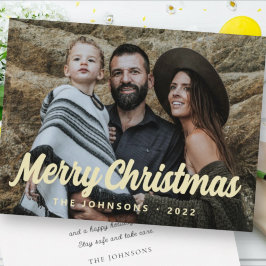 Moderne Eenvoudige Cursieve Script Groet Familie F Feestdagenkaart