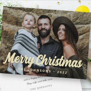Moderne Eenvoudige Cursieve Script Groet Familie F Feestdagenkaart