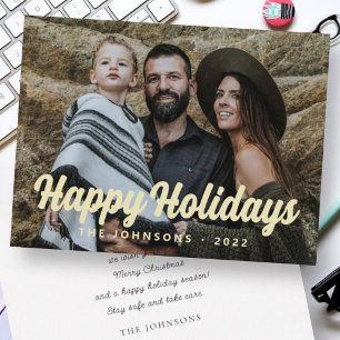 Moderne Eenvoudige Cursieve Script Groet Familie F Feestdagenkaart