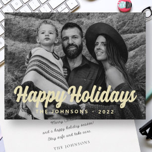 Moderne Eenvoudige Cursieve Script Groet Familie F Feestdagenkaart