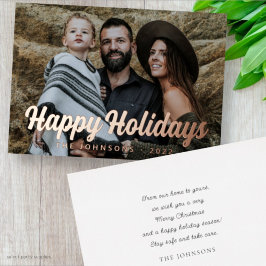 Moderne Eenvoudige Cursieve Script Groet Familie F Folie Feestdagenkaart