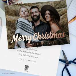 Moderne Eenvoudige Cursieve Script Groet Familie F Folie Feestdagenkaart