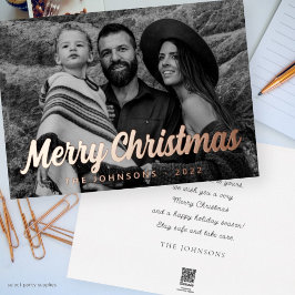 Moderne Eenvoudige Cursieve Script Groet Familie F Folie Feestdagenkaart