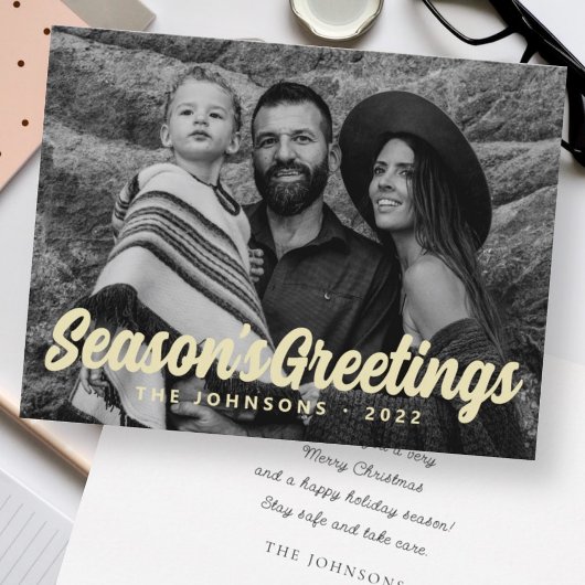 Moderne Eenvoudige cursieve scriptbrochure Foto Feestdagenkaart