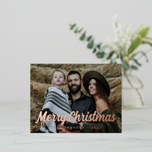 Moderne Eenvoudige cursieve scriptbrochure Foto Folie Feestdagen Briefkaart (Staand Voorkant)