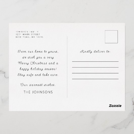 Moderne Eenvoudige cursieve scriptbrochure Foto Folie Feestdagen Briefkaart (Achterkant)