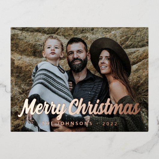 Moderne Eenvoudige cursieve scriptbrochure Foto Folie Feestdagen Briefkaart (Voorkant)