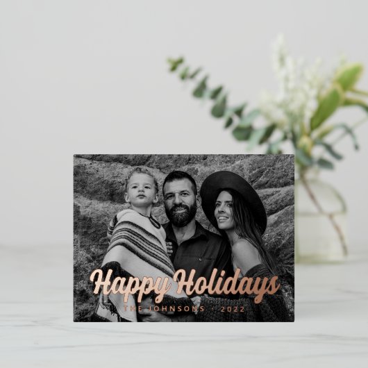 Moderne Eenvoudige cursieve scriptbrochure Foto Folie Feestdagen Briefkaart (Staand Voorkant)