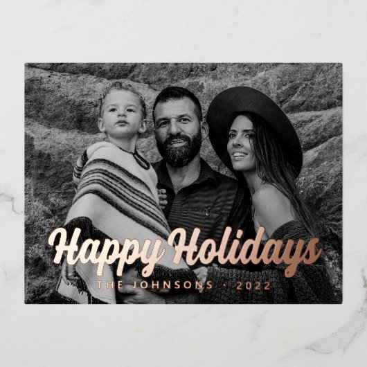 Moderne Eenvoudige cursieve scriptbrochure Foto Folie Feestdagen Briefkaart (Voorkant)