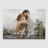 Moderne Eenvoudige Custom foto bruiloft opslaan va Magnetische Uitnodiging (Voorkant)