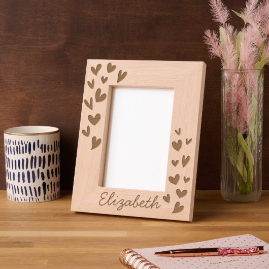 Moderne Eenvoudige Cute Harten Voeg Naam Baby Gegraveerde Lijstjes (Links)