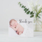 Moderne eenvoudige dank u Baby foto doop Briefkaart (Staand voorkant)