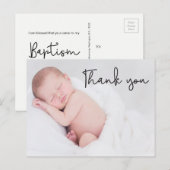 Moderne eenvoudige dank u Baby foto doop Briefkaart (Voorkant / Achterkant)