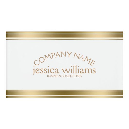 Moderne Eenvoudige Decoratieve Gouden Strepen Naambadge (Voorkant)