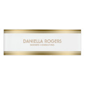 Moderne Eenvoudige Decoratieve Gouden Strepen Rand Naambadge (Voorkant)