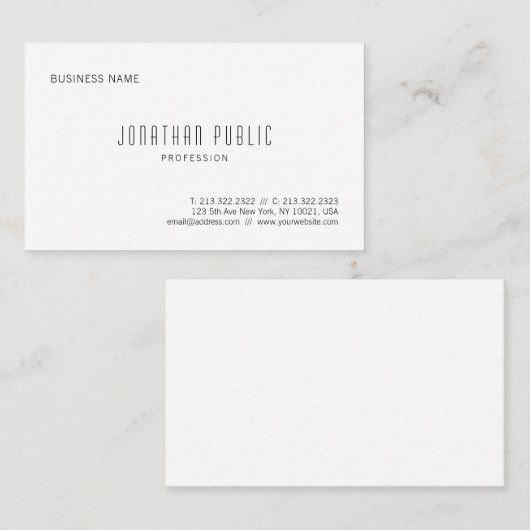 Moderne, eenvoudige design professionele elegante visitekaartje (Voorkant / Achterkant)