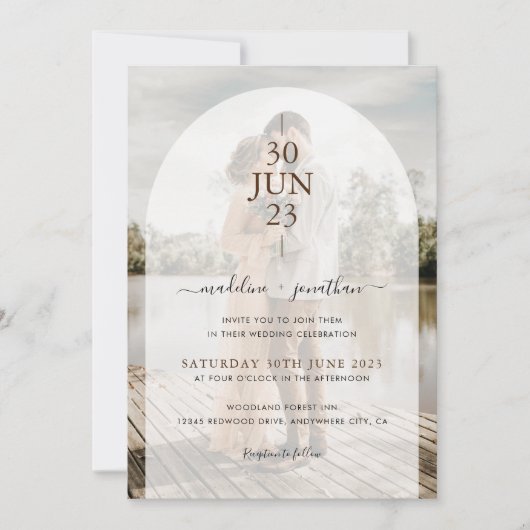 Moderne, eenvoudige deur 2 - fotohuwelijk kaart (Voorkant)