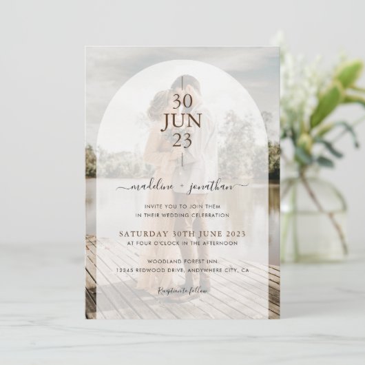 Moderne, eenvoudige deur 2 - fotohuwelijk kaart (Staand voorkant)