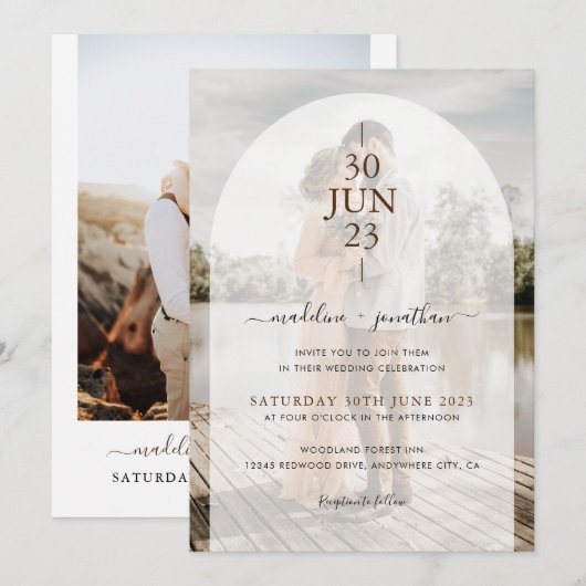 Moderne, eenvoudige deur 2 - fotohuwelijk kaart (Voorkant / Achterkant)